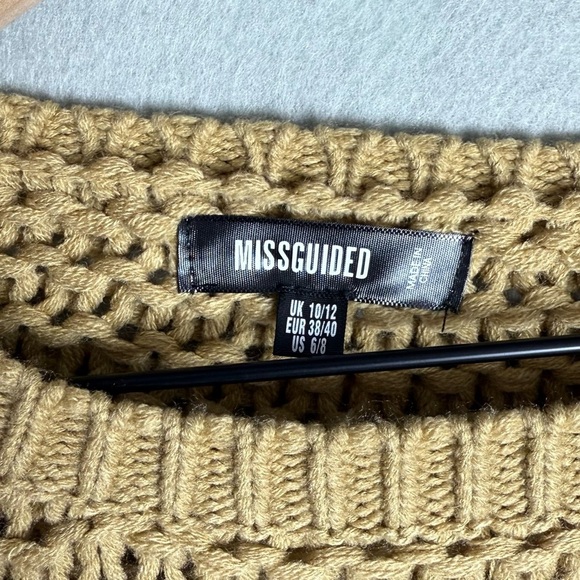 Missguided Women's Cable Knit Crop Top Sweater Mustard Yellow US size 6/8 - Picture 8 of 10